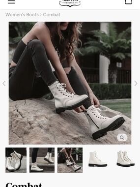 Thursday Boot Company White Combat Boots with Black Lug Sole